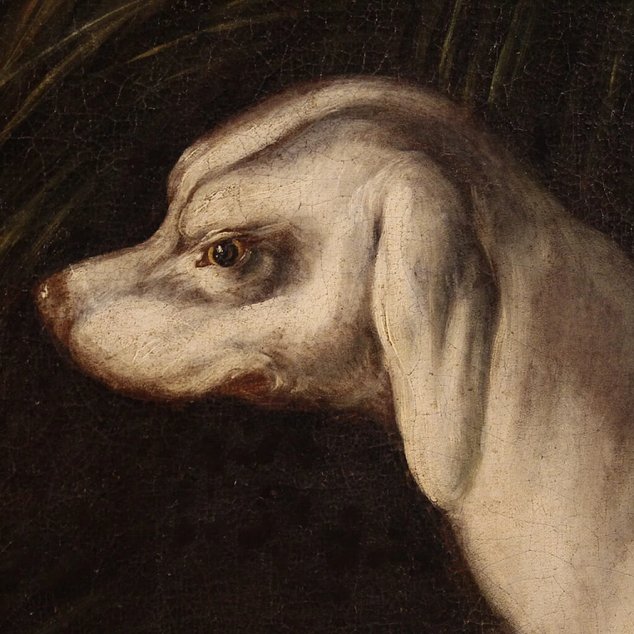 Landscape with hunting dogs and partridges, oil painting on canvas, 18th century 11