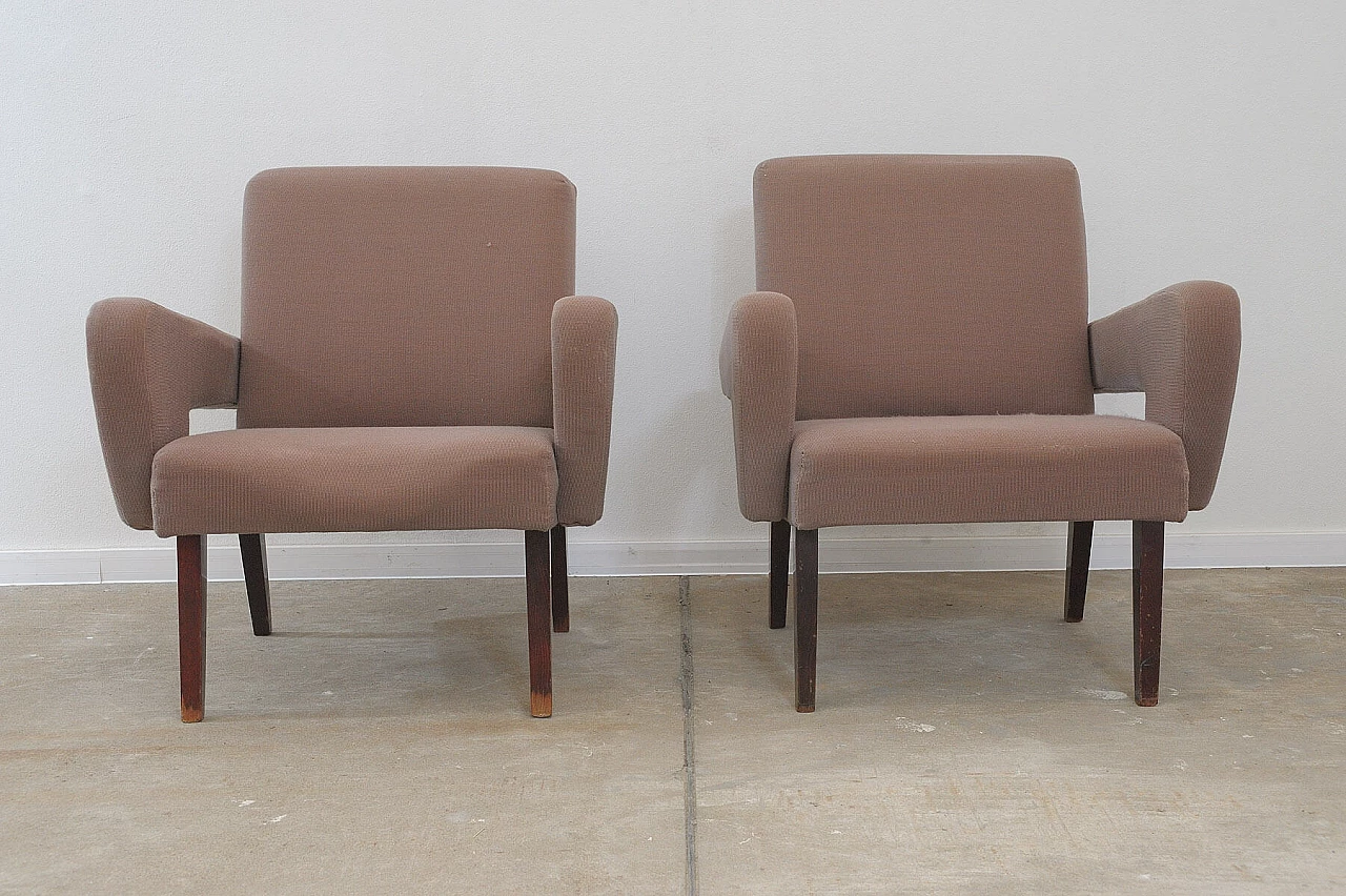 Pair of armchairs with beech legs by Jitona, 1970s 4