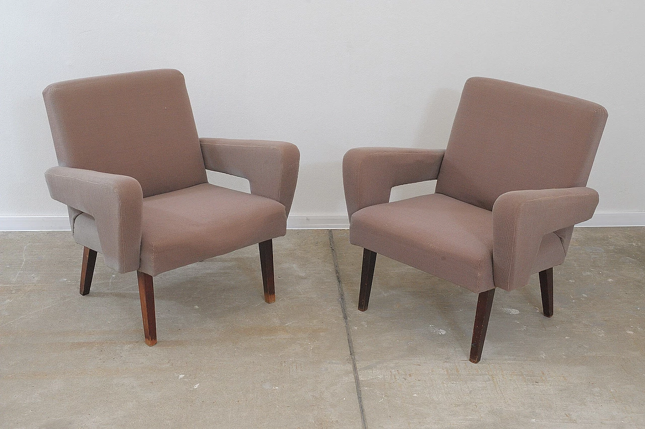 Pair of armchairs with beech legs by Jitona, 1970s 5