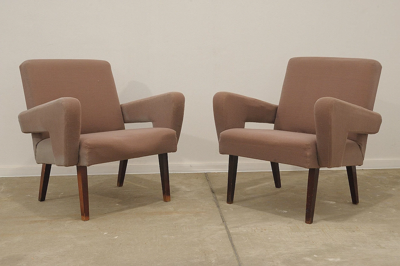 Pair of armchairs with beech legs by Jitona, 1970s 6