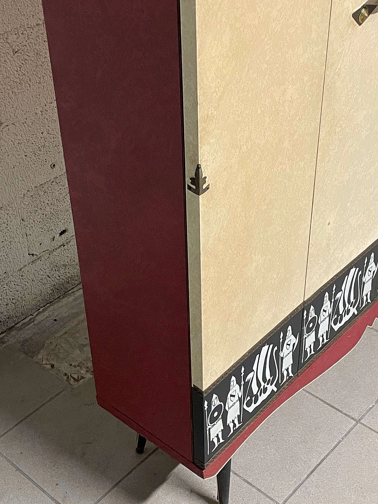 Guardaroba da ingresso in legno rivestito in skai, anni '50 6