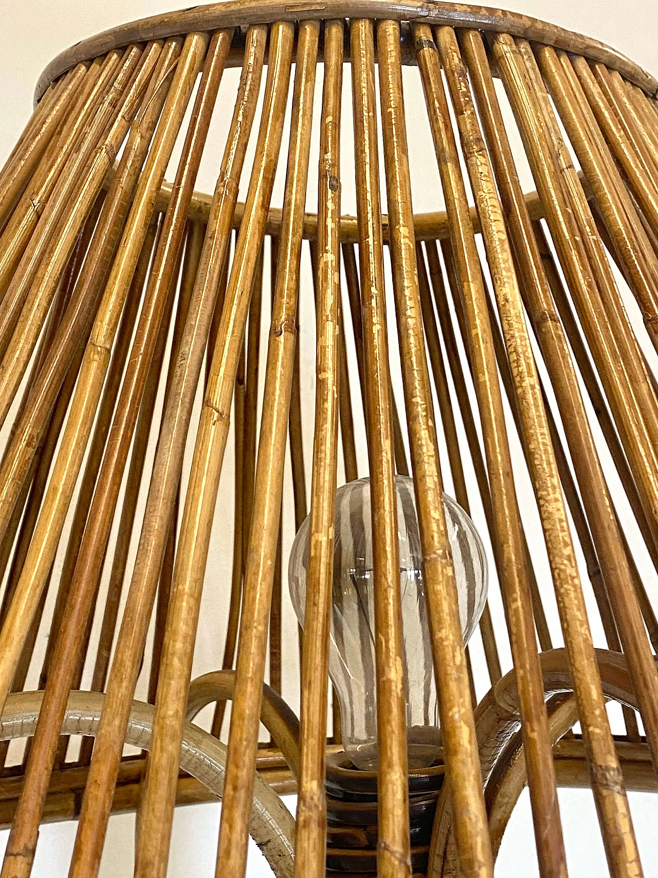 Cane and bamboo floor lamp, 1970s 7