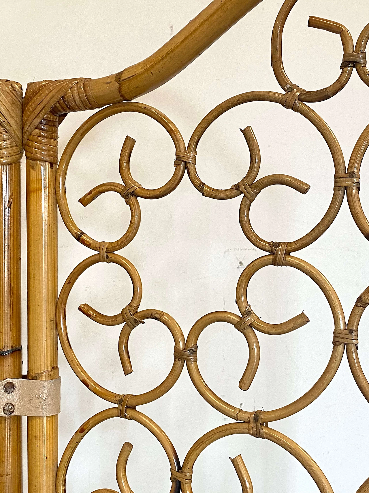 Paravento a tre ante in bambù, anni '70 8