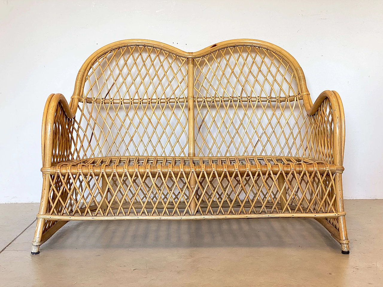Wicker and bamboo sofa by Gervasoni, 1980s 2
