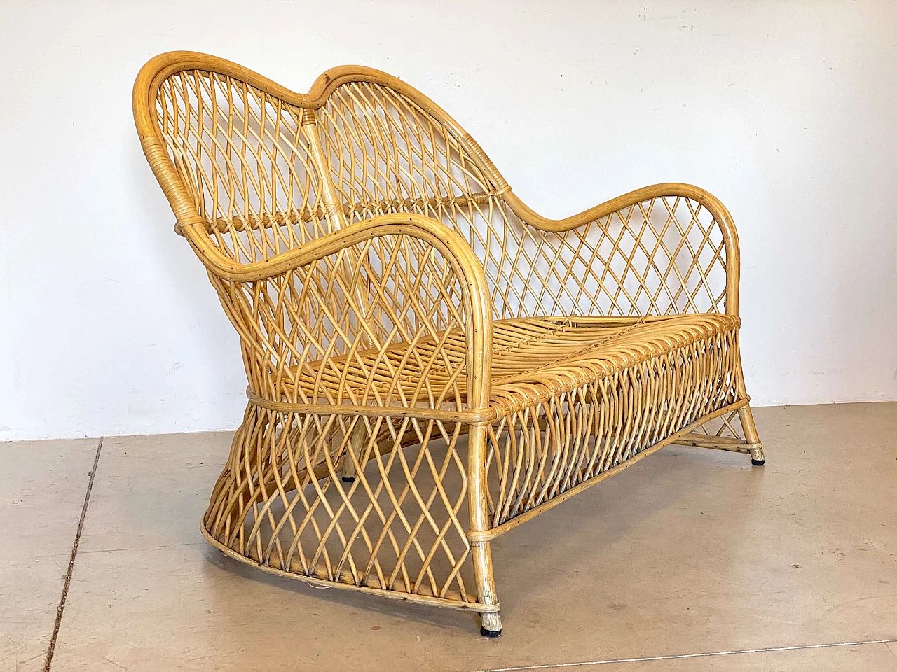Wicker and bamboo sofa by Gervasoni, 1980s 3