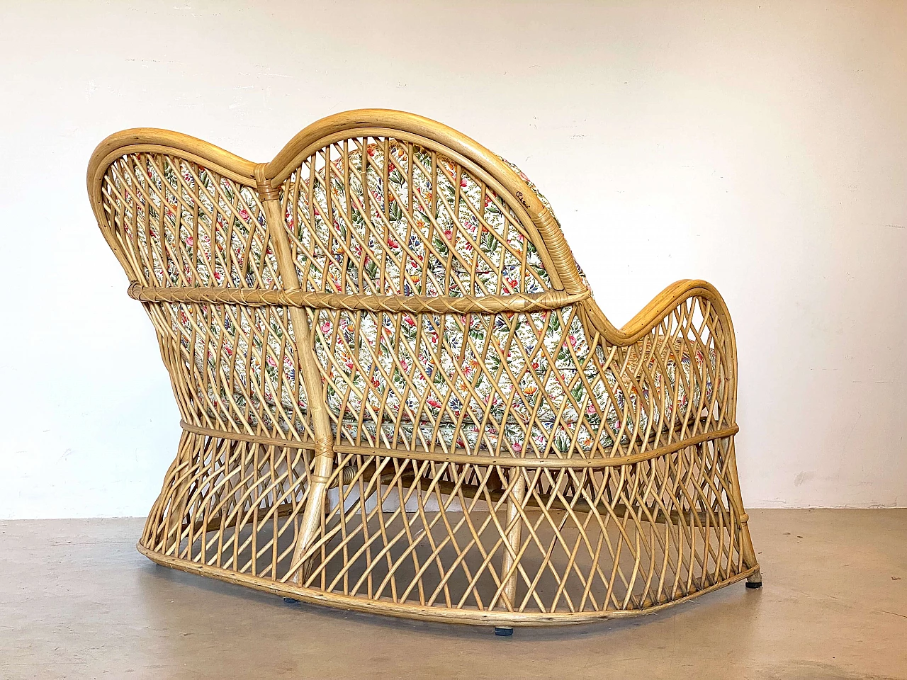 Wicker and bamboo sofa by Gervasoni, 1980s 10
