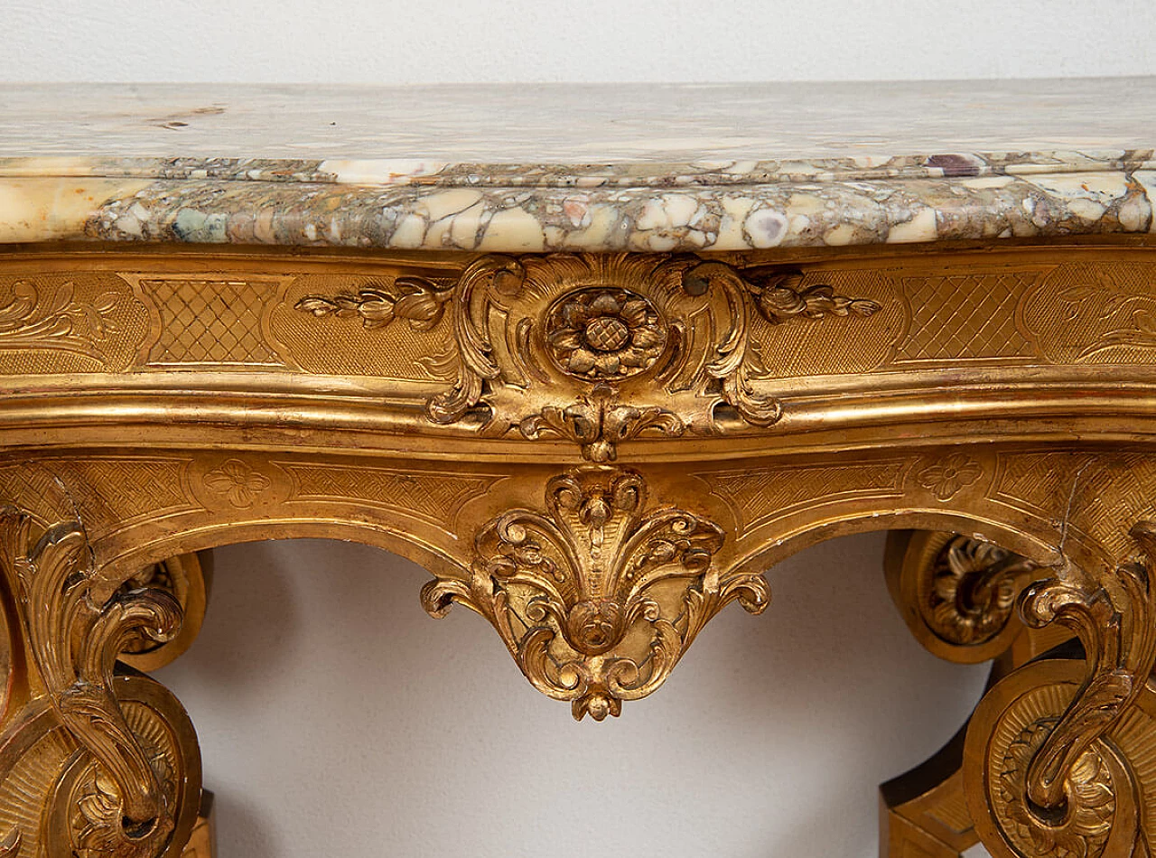 Louis XV console table in gilded and carved wood, late 18th century 2