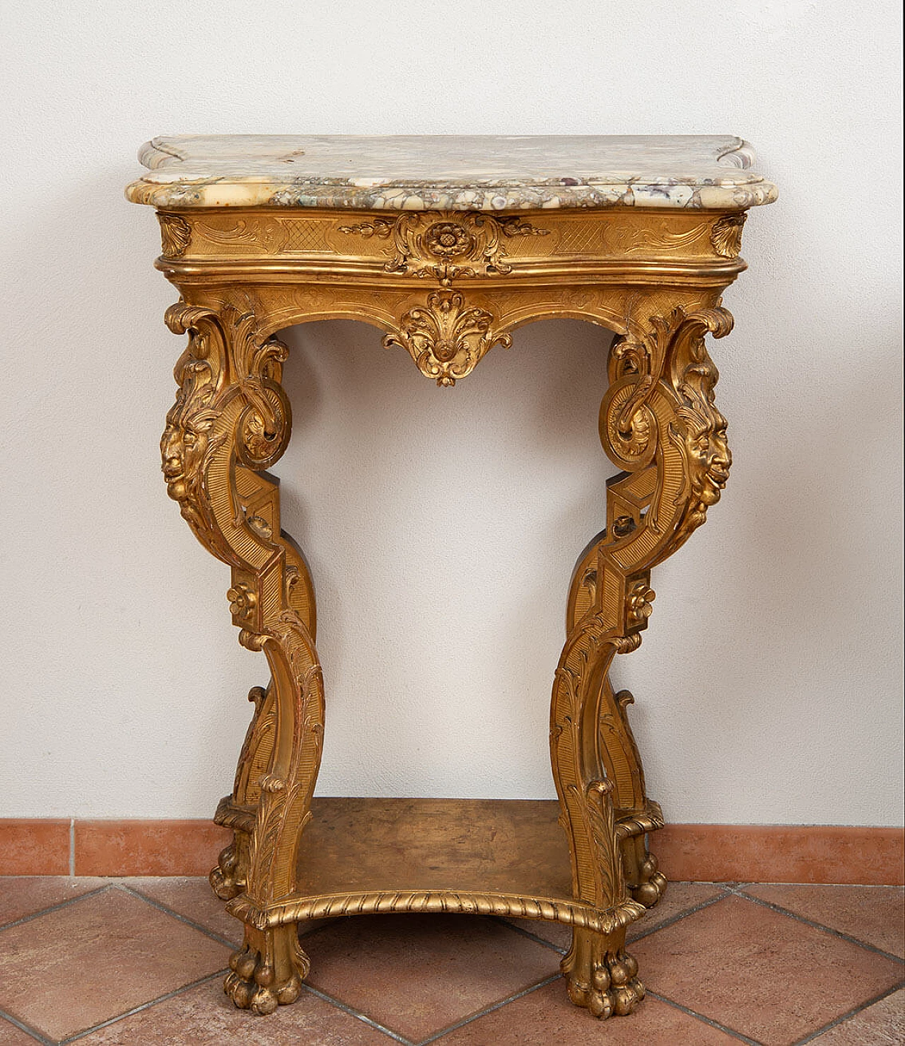 Louis XV console table in gilded and carved wood, late 18th century 6