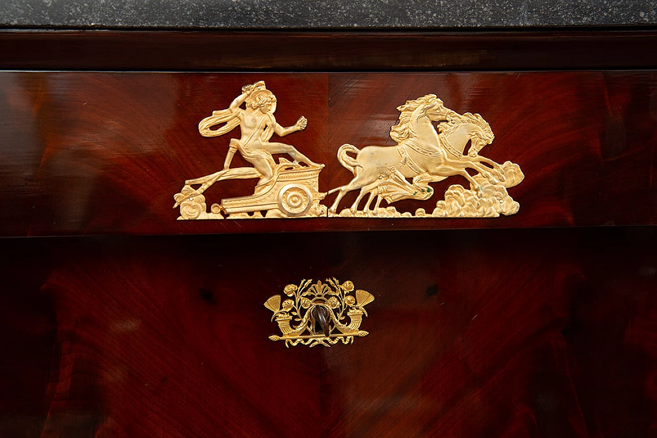 Mahogany feather Empire secrétaire with gilded bronze grafts, 19th century 5