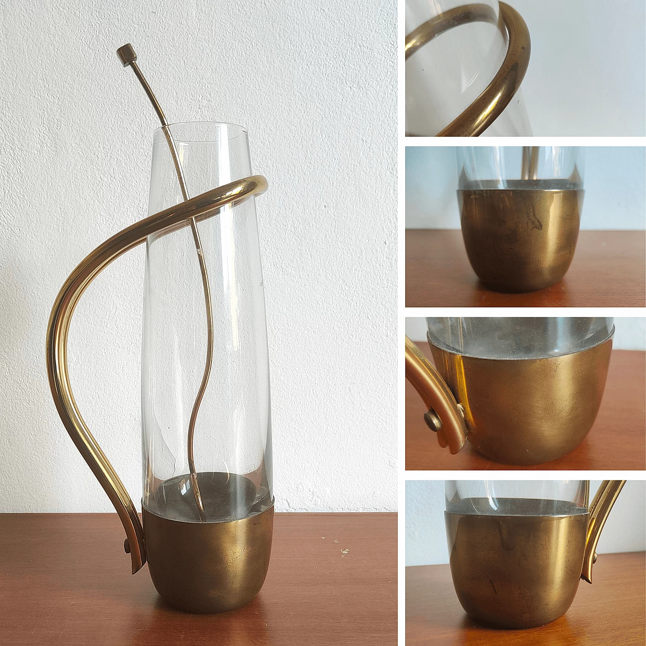 4 Cocktail glasses and carafe in the style of Gabriella Crespi, 1970s 2