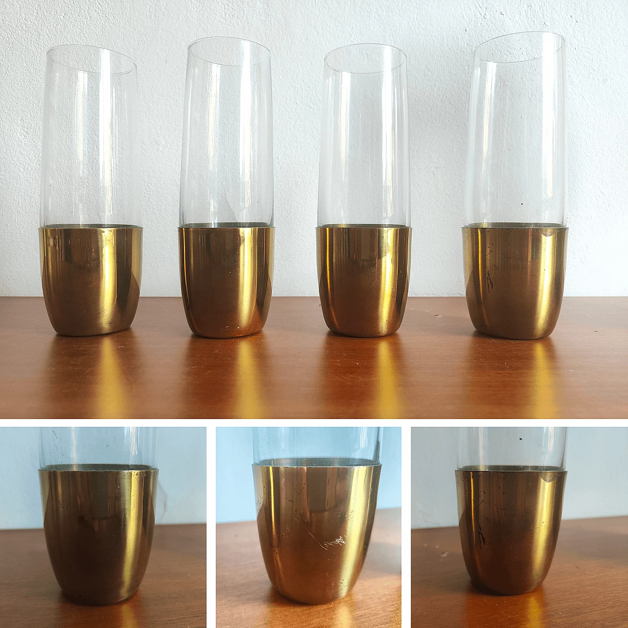 4 Cocktail glasses and carafe in the style of Gabriella Crespi, 1970s 3