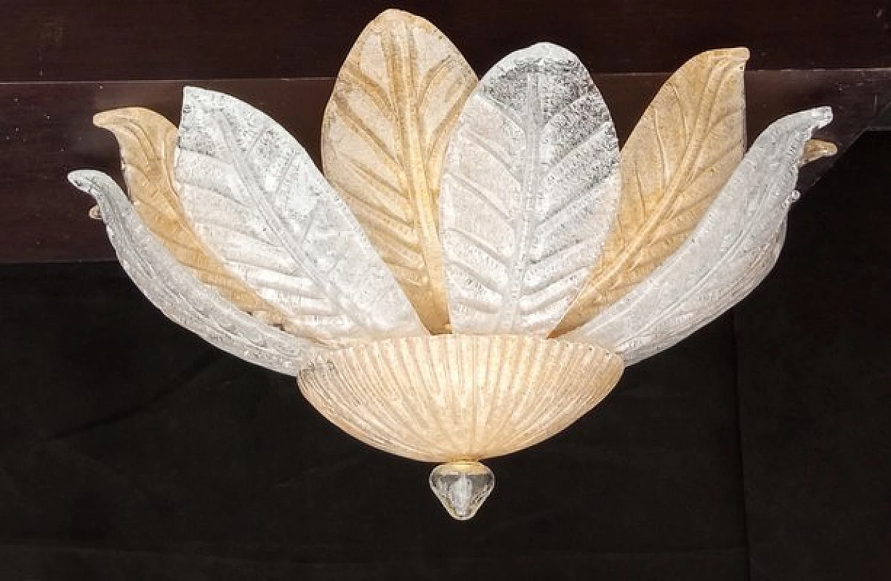 Transparent and amber Murano glass chandelier, 1990s 2