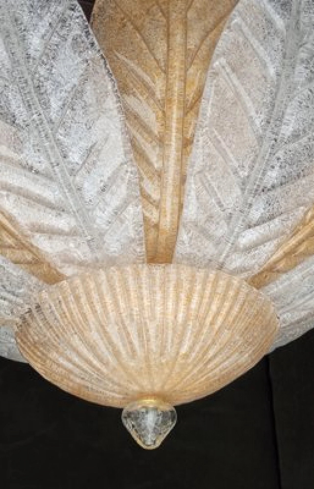 Transparent and amber Murano glass chandelier, 1990s 4