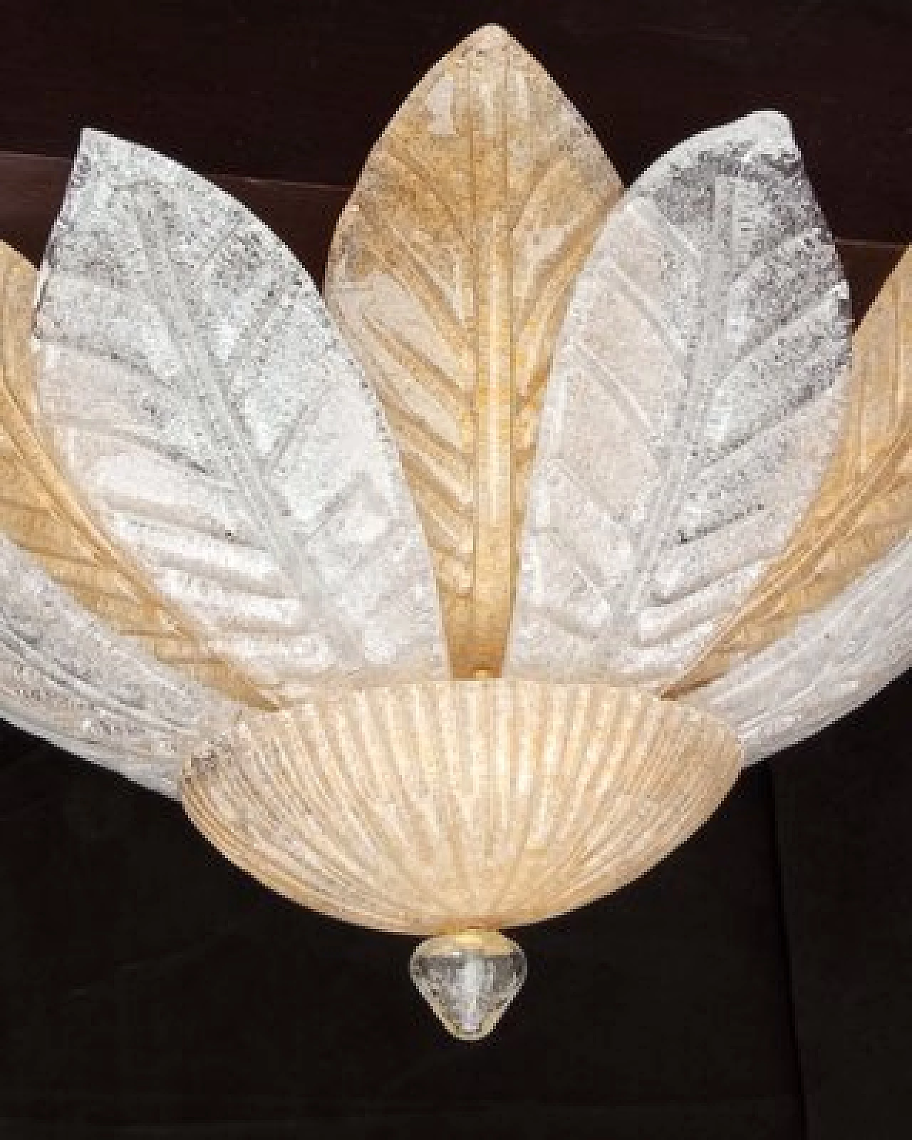 Transparent and amber Murano glass chandelier, 1990s 7