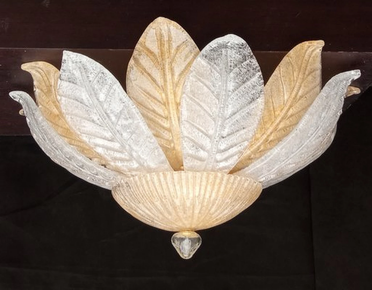 Transparent and amber Murano glass chandelier, 1990s 8