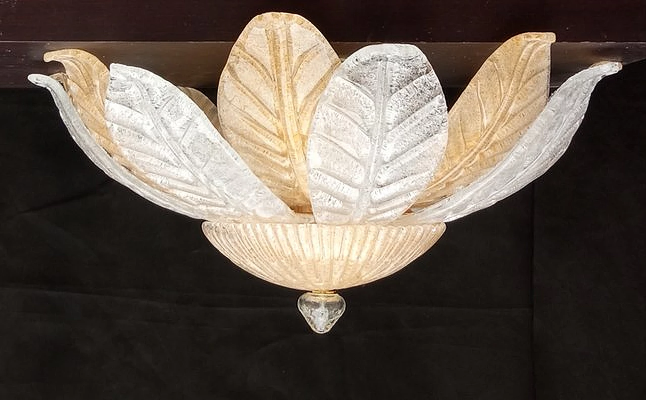 Transparent and amber Murano glass chandelier, 1990s 10