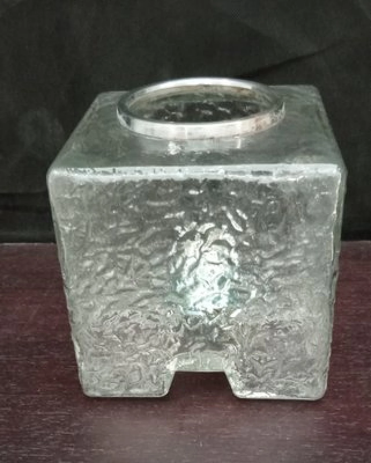 Pair of Murano glass cube ceiling lamps by Toni Zuccheri for Veart, 1970s 3