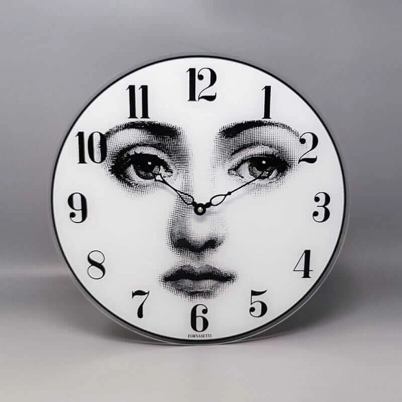 Glass wall clock by Fornasetti, 1990s 1