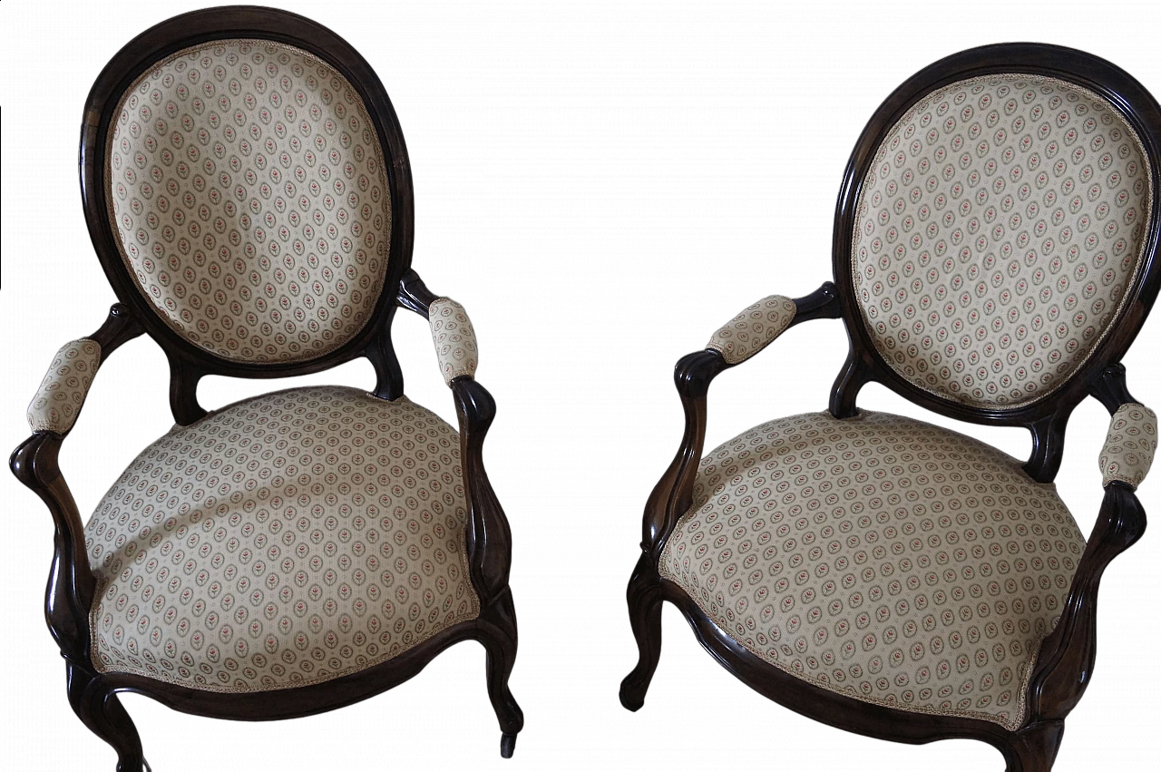 Pair of Louis Philippe style rosewood armchairs, 19th century 11