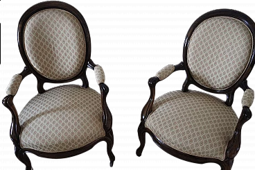 Pair of Louis Philippe style rosewood armchairs, 19th century