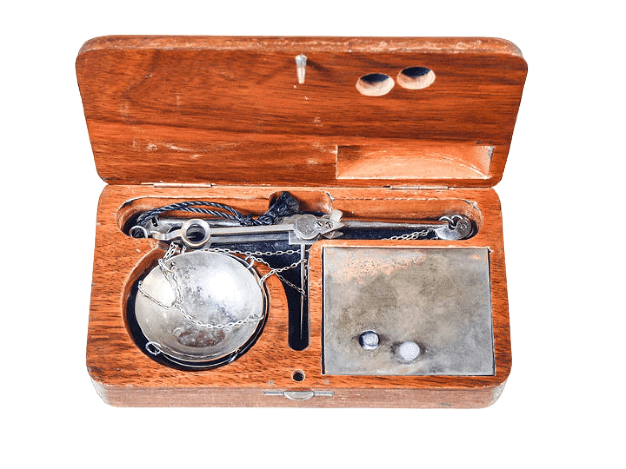 Precision balance with weights and wood case, early 20th century 8