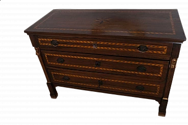 Louis XVI chest of drawers in inlaid walnut, 19th century