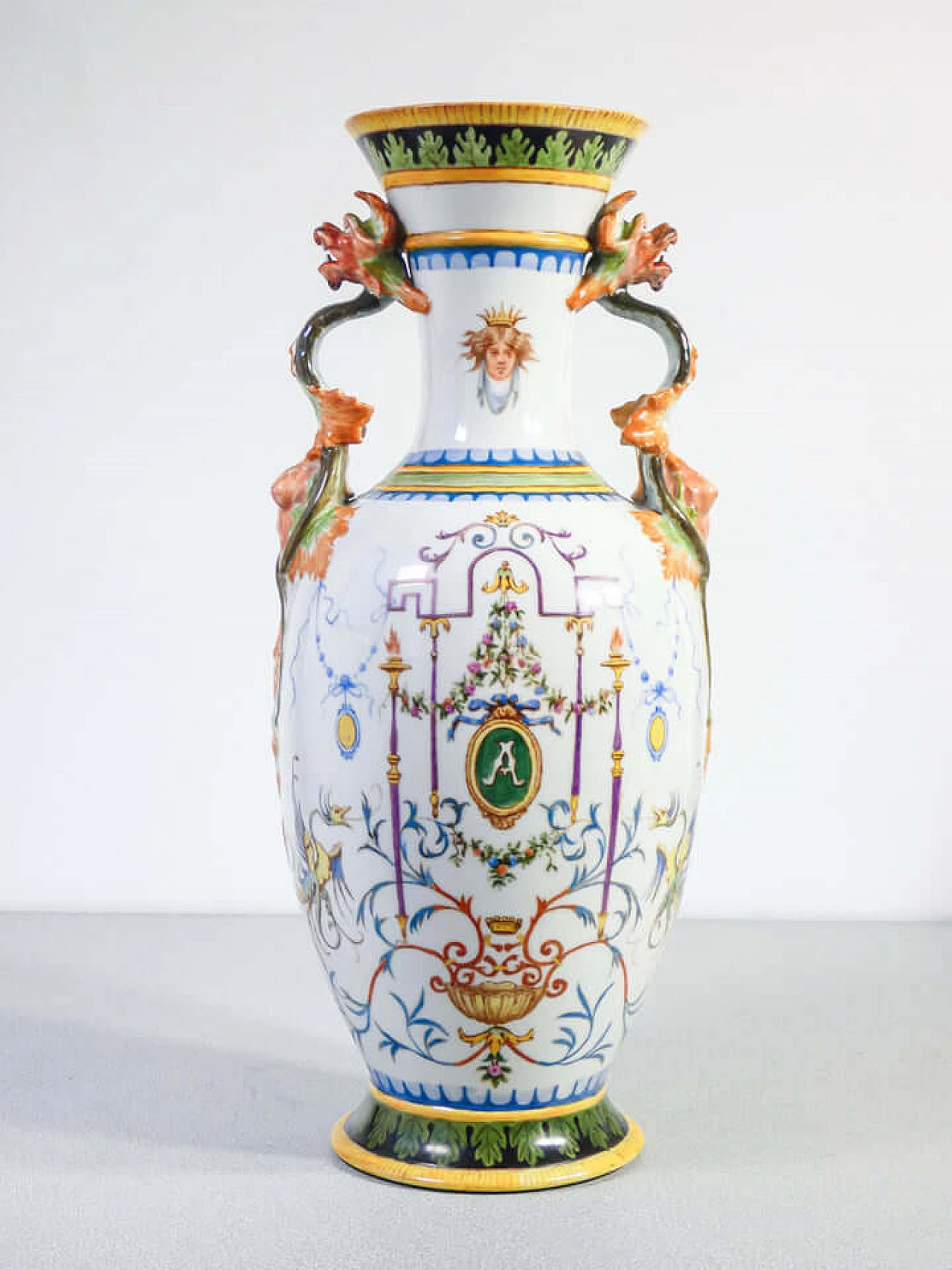 Pair of painted ceramic vases by Palmira Andreis, 1887 3