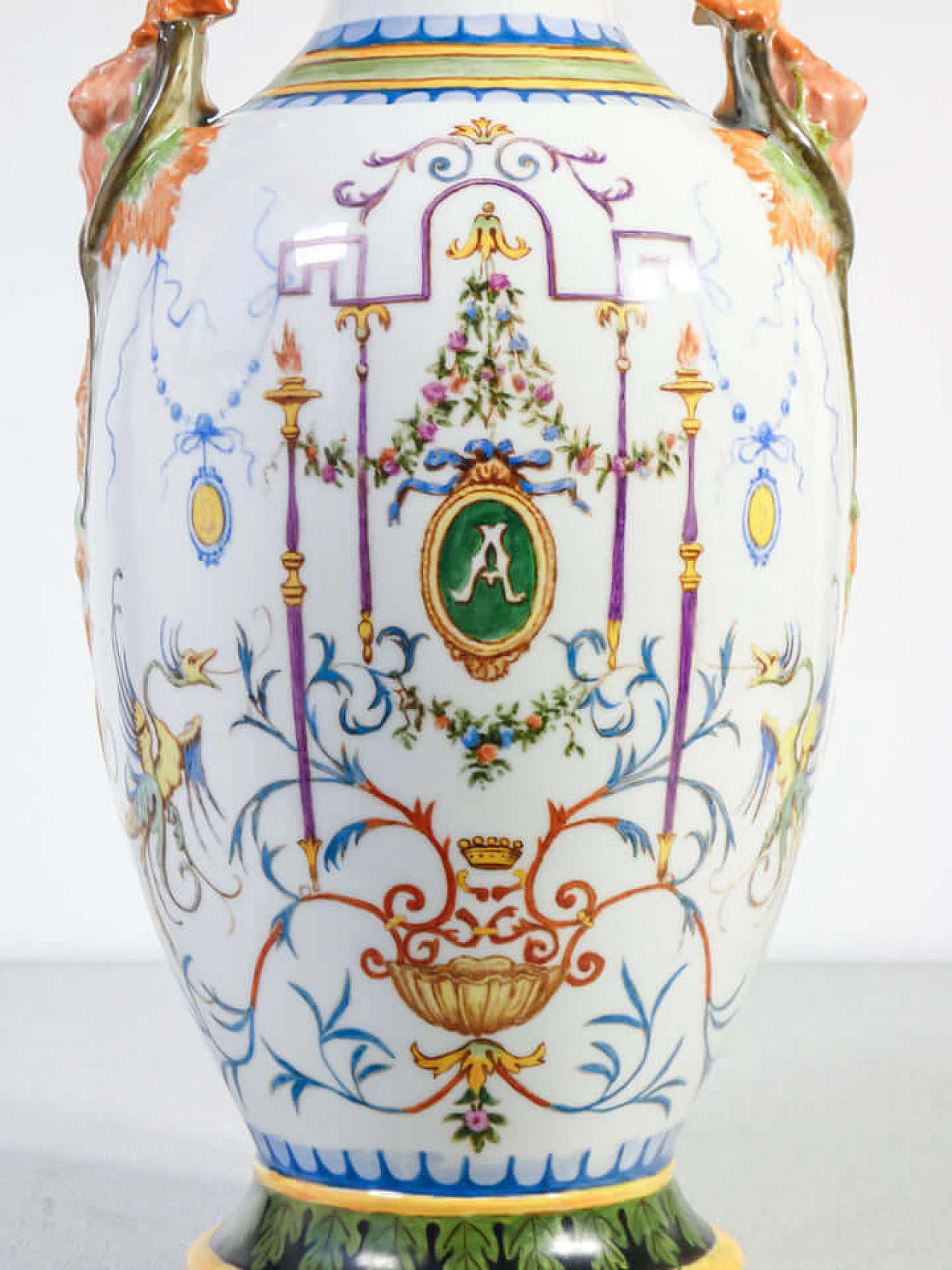 Pair of painted ceramic vases by Palmira Andreis, 1887 4