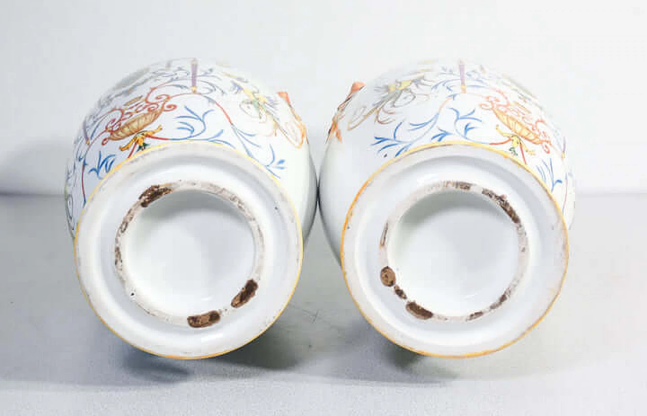 Pair of painted ceramic vases by Palmira Andreis, 1887 9