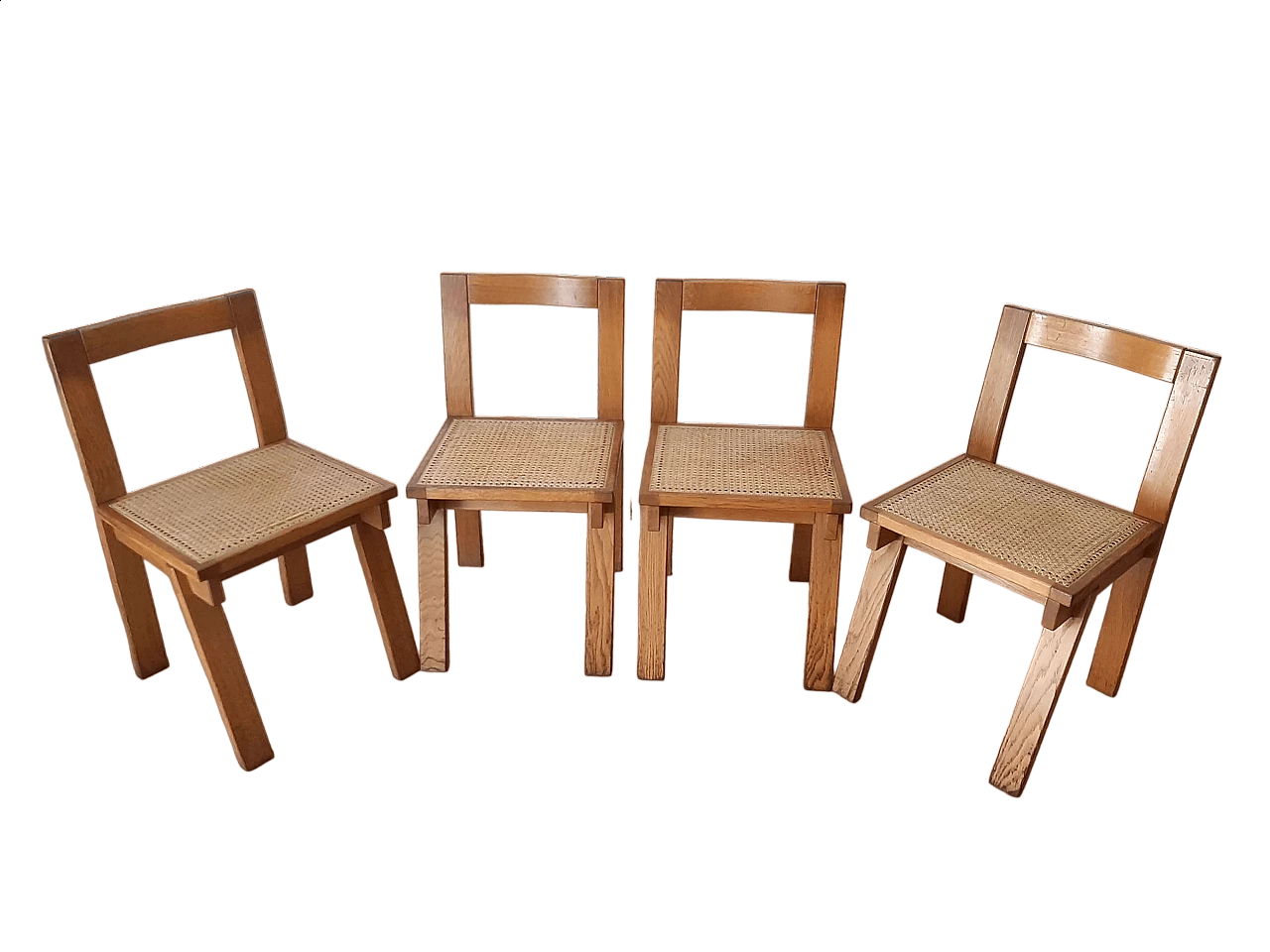 4 Oak chairs with Vienna straw seats, 1980s 15