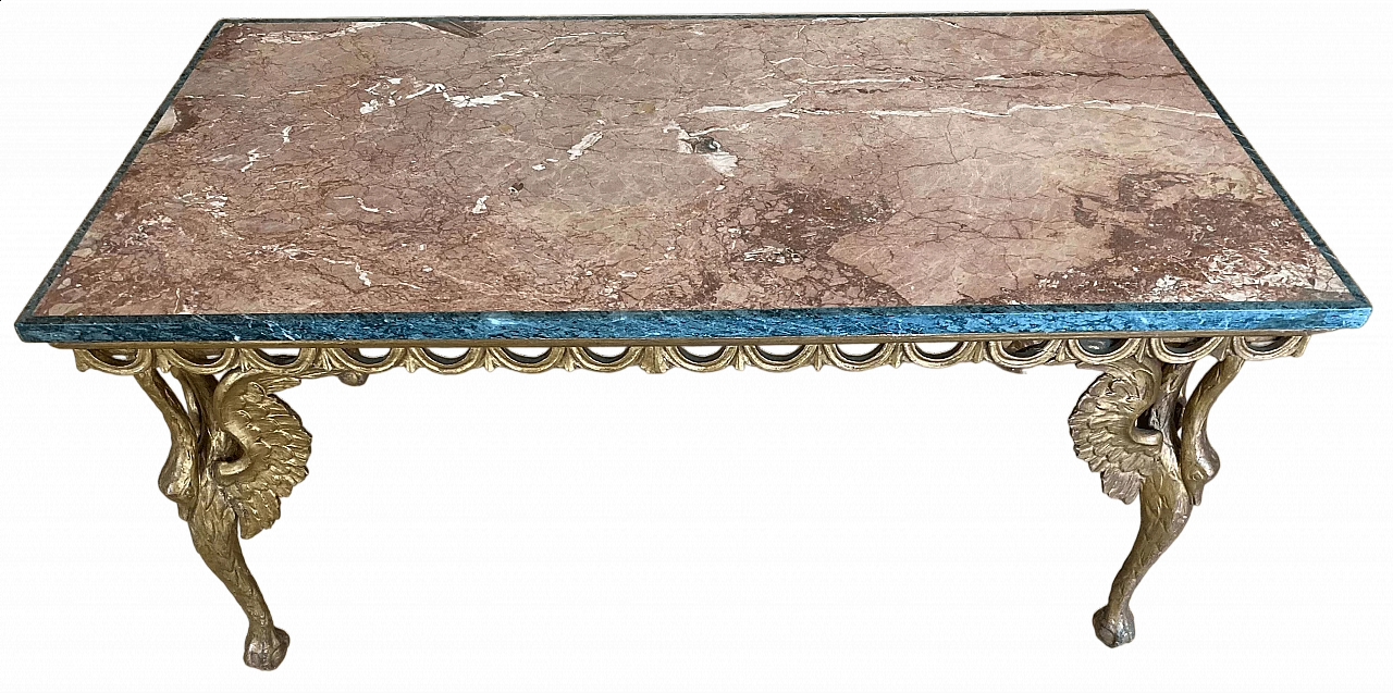 Tavolino da salotto in legno con piano in marmo rosso Impero, '700 9