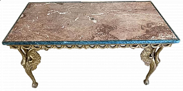 Tavolino da salotto in legno con piano in marmo rosso Impero, '700