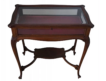 Edwardian mahogany side table with display case, late 19th century