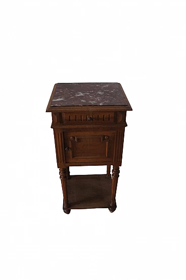 Napoleon III wood bedside table with marble top, late 19th century
