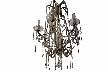 Chandelier with gilded structure and crystal elements, late 19th century