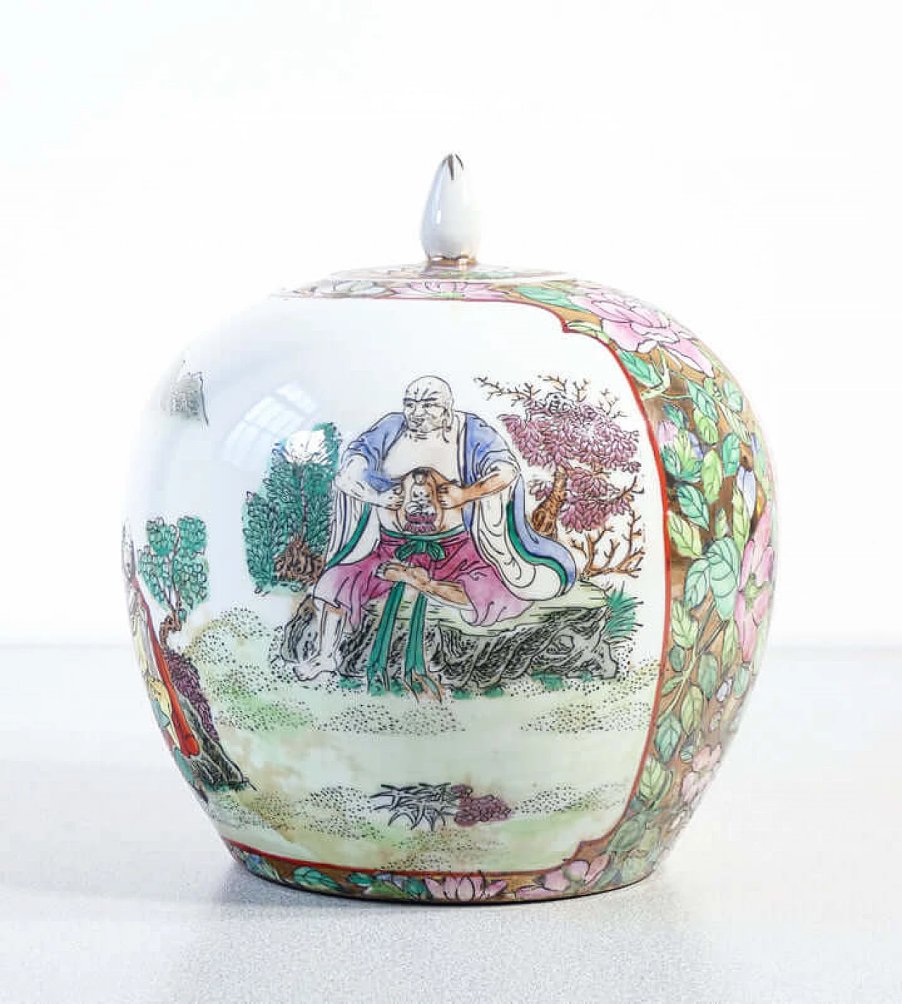 Vaso cinese Qianlong Nian Zhi in ceramica e smalti policromi 6