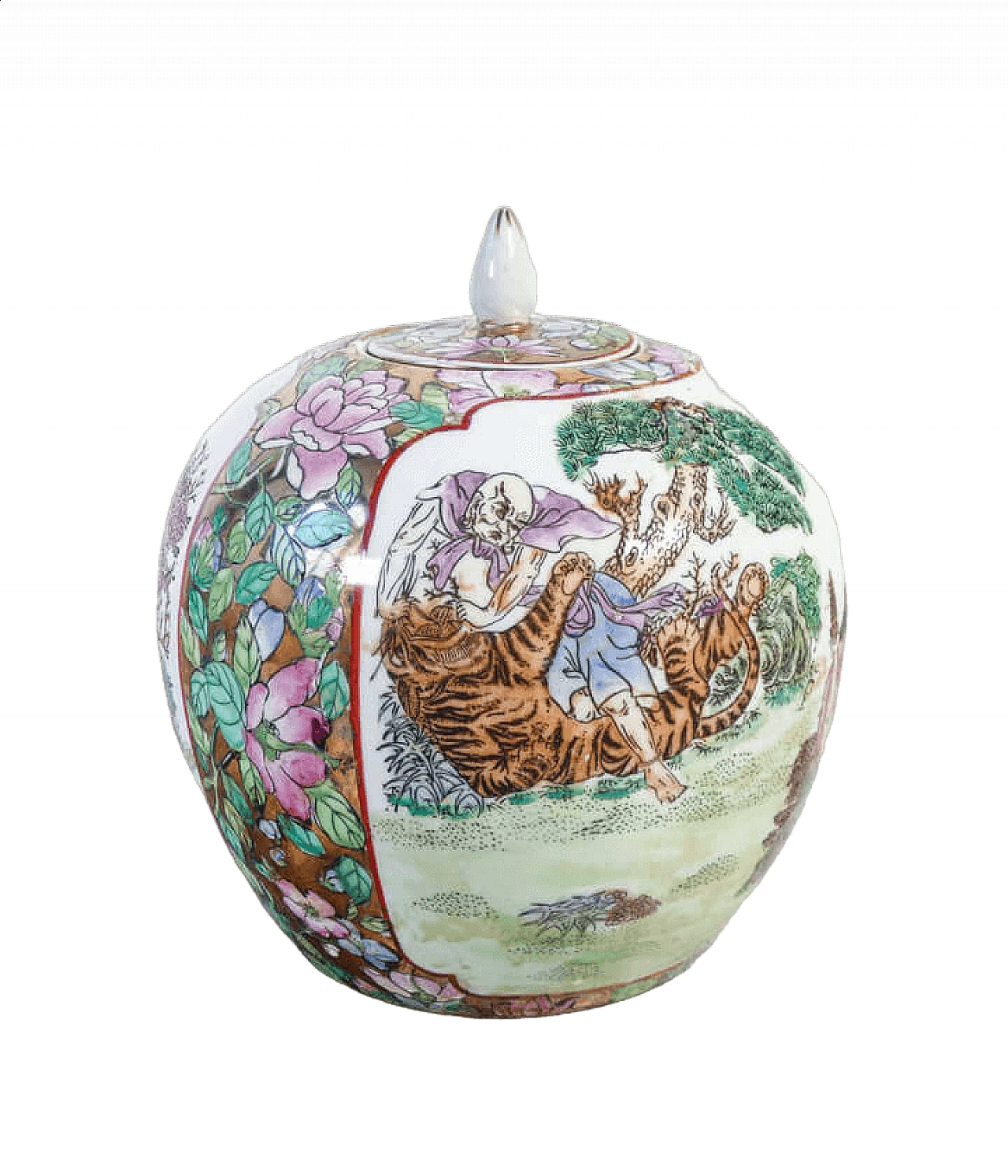 Vaso cinese Qianlong Nian Zhi in ceramica e smalti policromi 9