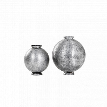 Pair of aluminum vases by Lorenzo Burchiellaro, 1960s