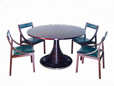 4 Sedie e tavolo 180 in palissandro di Carlo De Carli per Sormani, anni '60