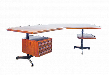 T96 Boomerang rosewood desk by Osvaldo Borsani for Tecno, 1950s