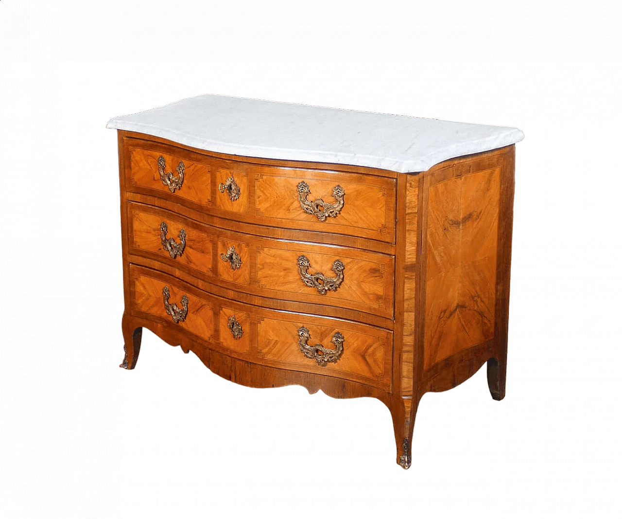 Louis XV dresser with wavy front and sides in briarwood panelling, first half of the 18th century 10