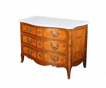 Louis XV dresser with wavy front and sides in briarwood panelling, first half of the 18th century