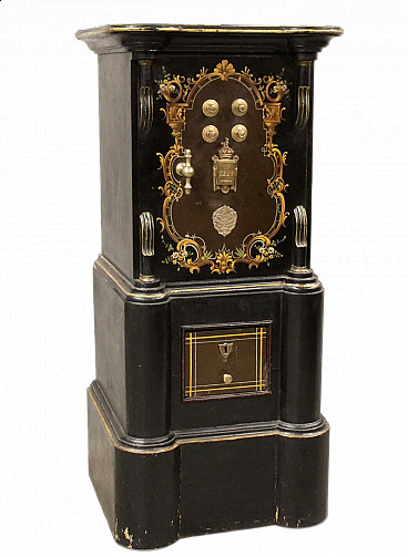 Portuguese iron and wood safe with polychrome decoration, 19th century