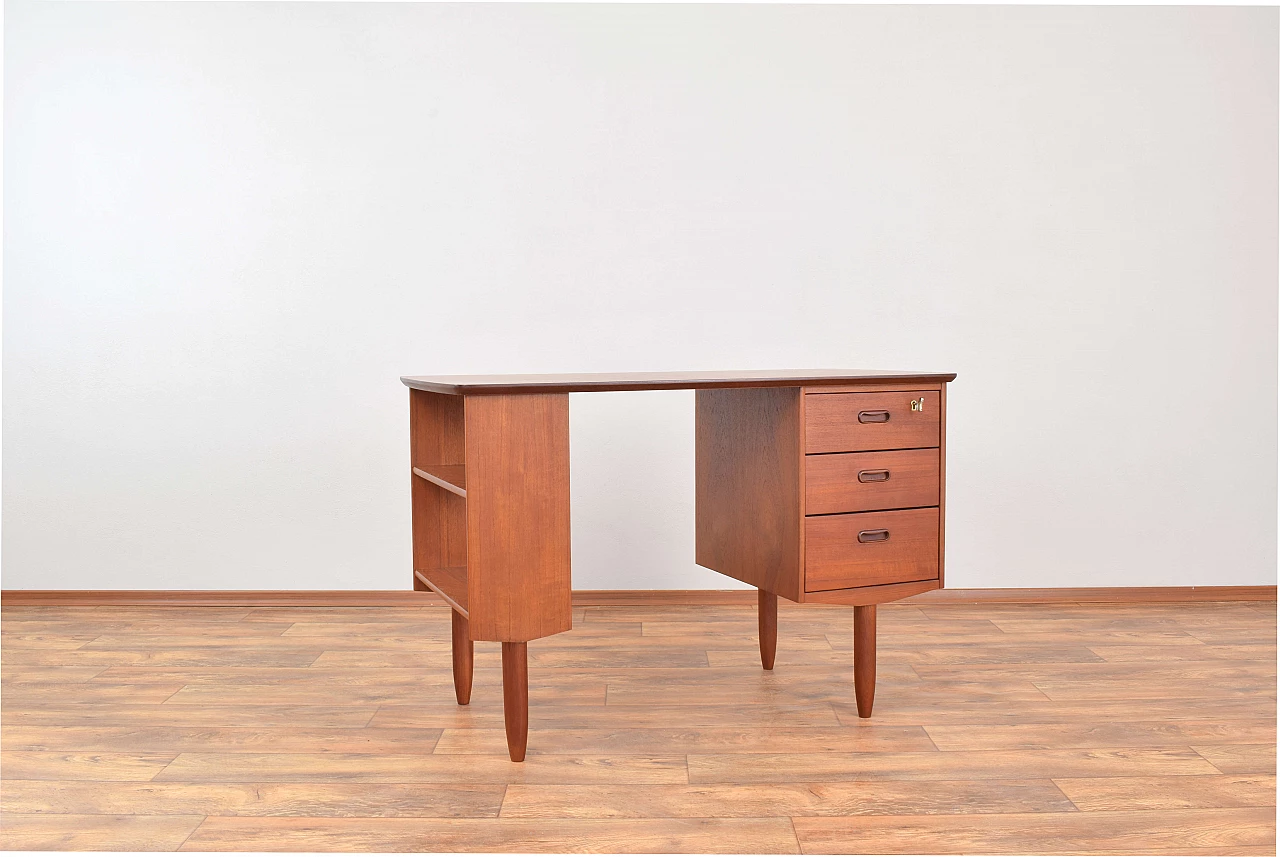 Danish teak desk with three drawers, 1960s 1