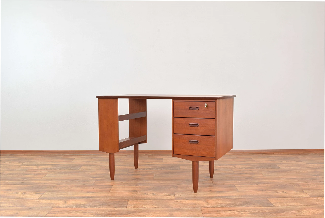 Danish teak desk with three drawers, 1960s 2