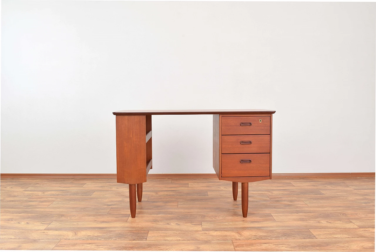 Danish teak desk with three drawers, 1960s 3