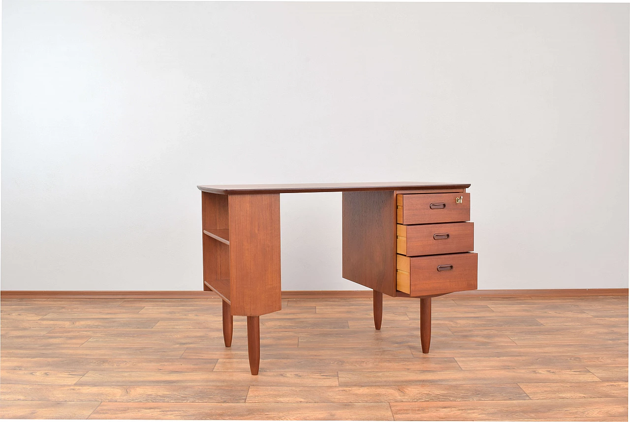 Danish teak desk with three drawers, 1960s 4