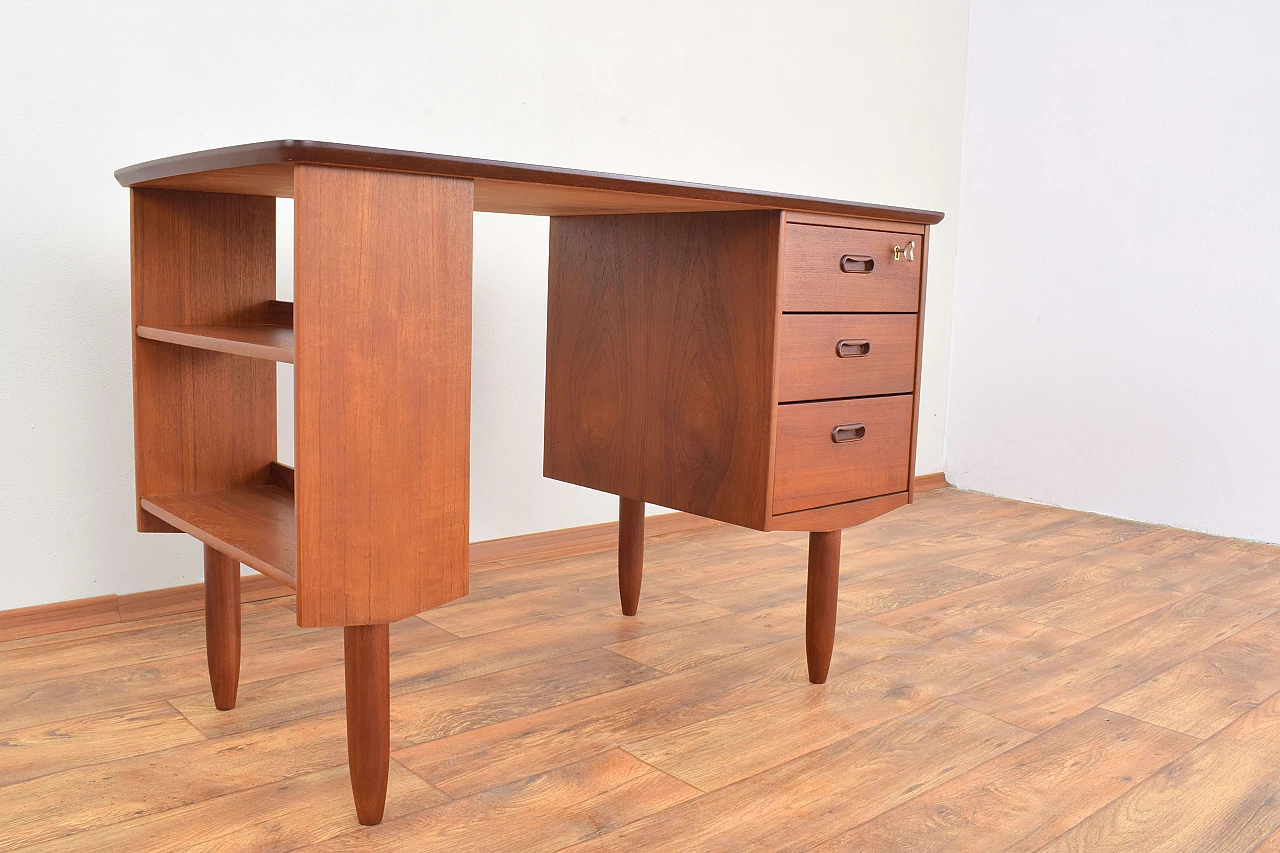 Danish teak desk with three drawers, 1960s 14