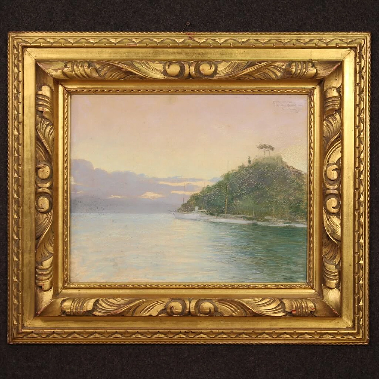 Romolo Pergola, Veduta di Portofino, pastello, 1948 1