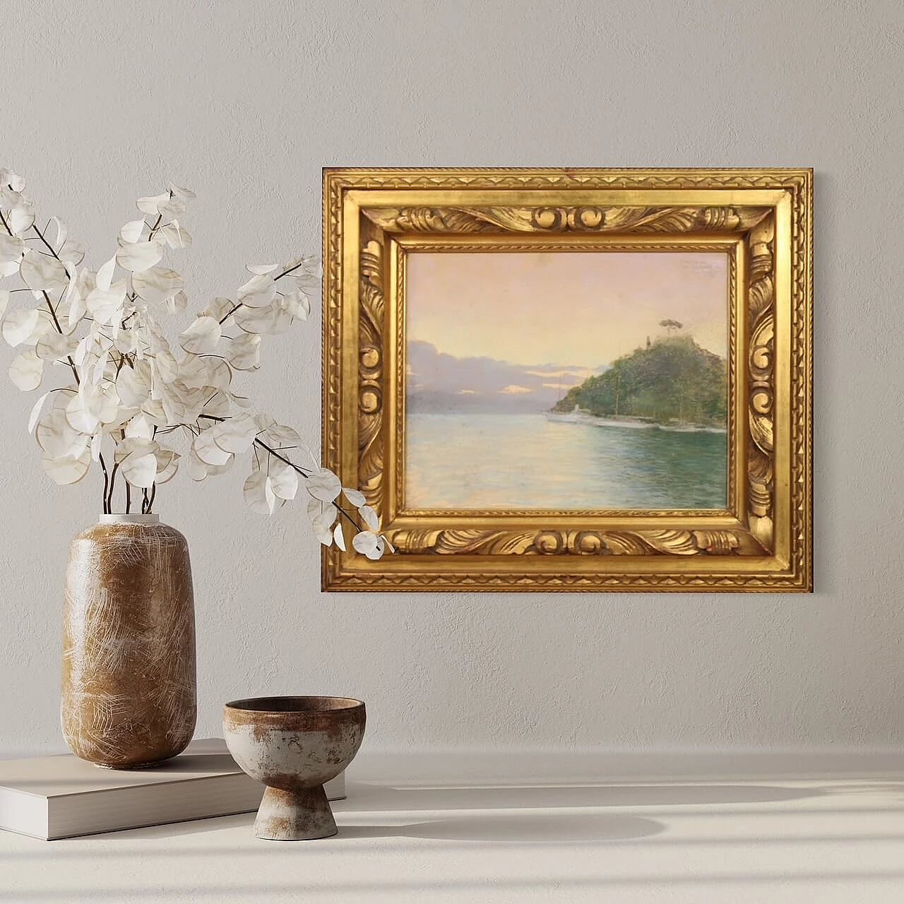 Romolo Pergola, Veduta di Portofino, pastello, 1948 11